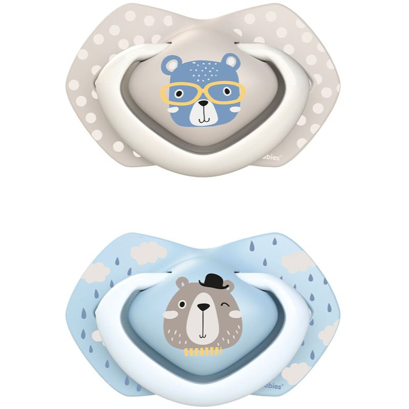 CANPOL BABIES B - Set symetrických silikonových dudlíků 6-18m BONJOUR PARIS modrý 