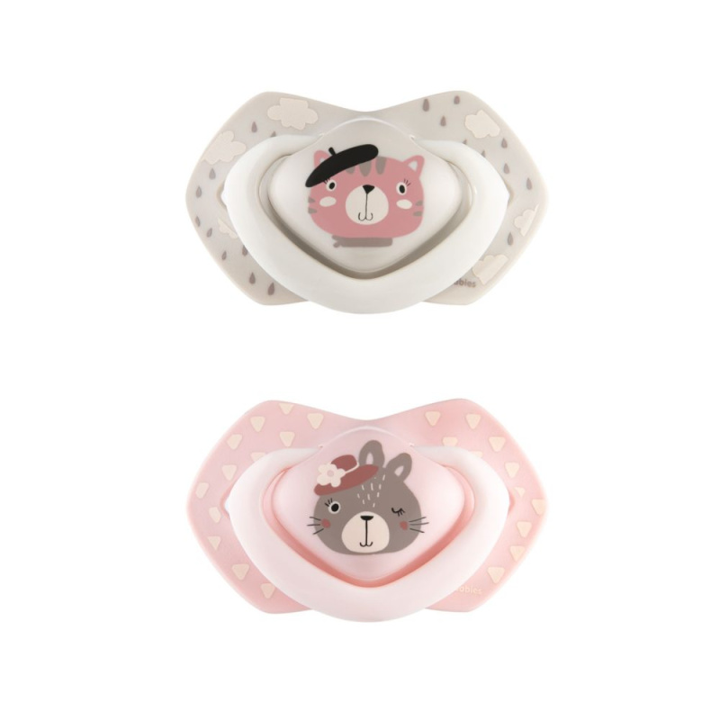 CANPOL BABIES C - Set symetrických silikonových dudlíků 18m+ BONJOUR PARIS růžový