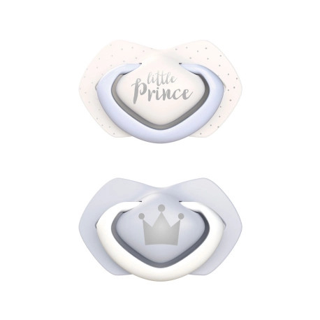 CANPOL BABIES A - Set symetrických silikonových dudlíků 0-6m ROYAL BABY modrý