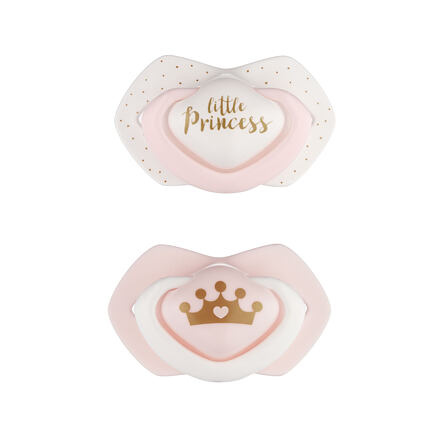 CANPOL BABIES A - Set symetrických silikonových dudlíků 0-6m ROYAL BABY růžový