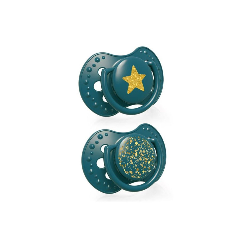 Silikonový dynamický dudlík LOVI Stardust 3–6 m, 2 ks, zelený