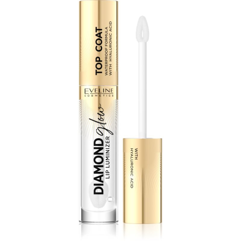 Eveline Cosmetics Diamond Glow Lip Luminizer třpytivý lesk na rty s kyselinou hyaluronovou odstín Top Coat 4.5 ml