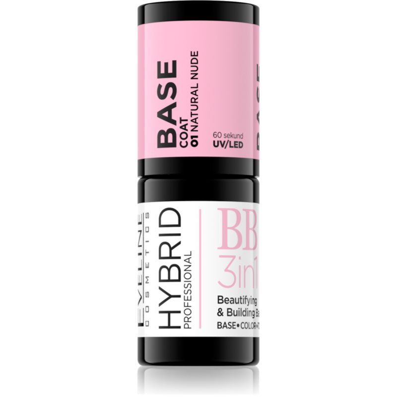 Eveline Cosmetics Hybrid Professional podkladový lak na nehty s použitím UV/LED lampy 3 v 1 odstín 01 Natural Nude 5 ml