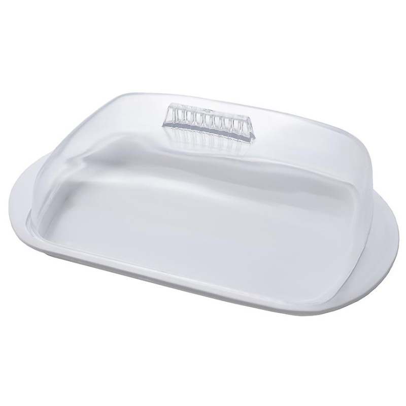 PRACTIC Máslenka s průhledným víkem, ​​17 x 10,5 cm bílá