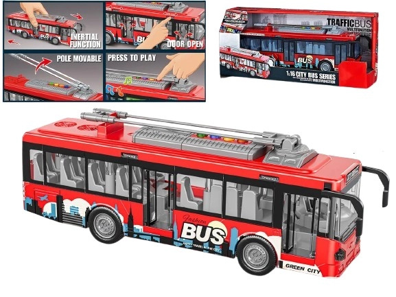 Městský autobus 1:16 se světly, zvuky a otevíracími dveřmi