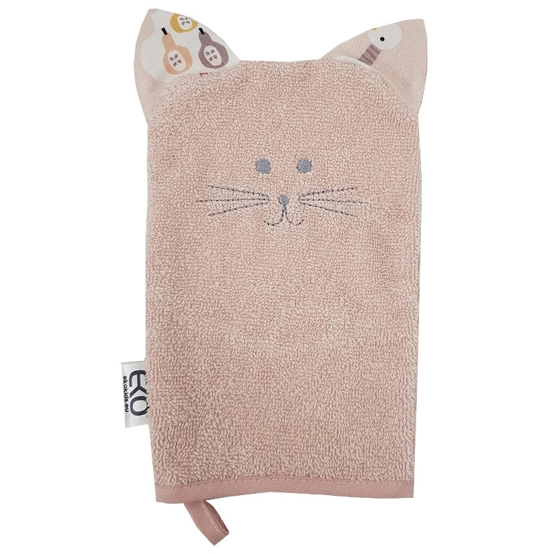 EKO bavlněná žínka s oušky Cat rose pink 20 × 15 cm
