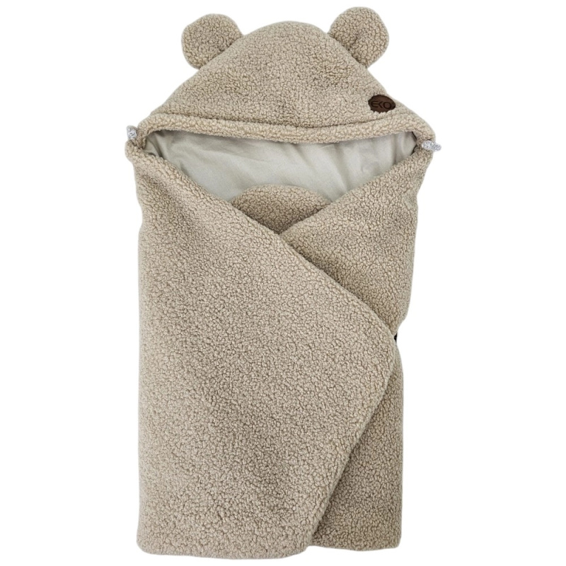EKO zavinovací fusak do autosedačky bouclé s bavlnou dark beige 110 × 100 cm – Light Beige