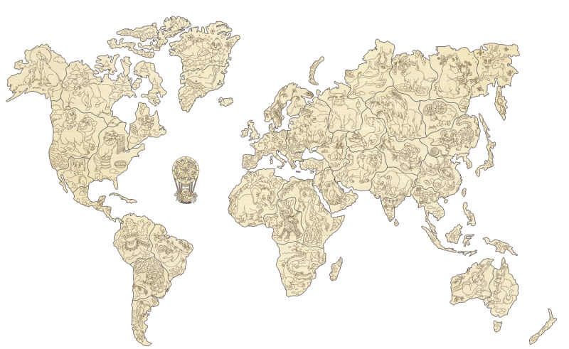 Wooden city mapa se zvířátky velikost L 83x55cm