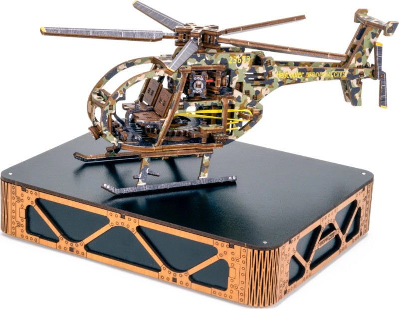 Dřevěné 3D puzzle – mechanický model helikoptéry (limitovaná edice)