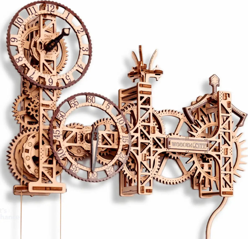 WOODEN CITY 3D puzzle Steampunk nástěnné hodiny 269 dílů