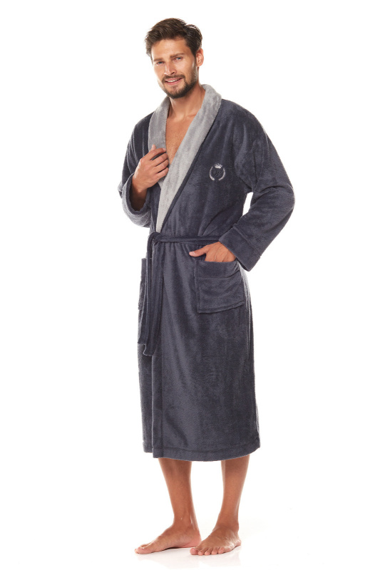 L&L 2057 Professor M-2XL pánský župan grafit L-176/116/112
