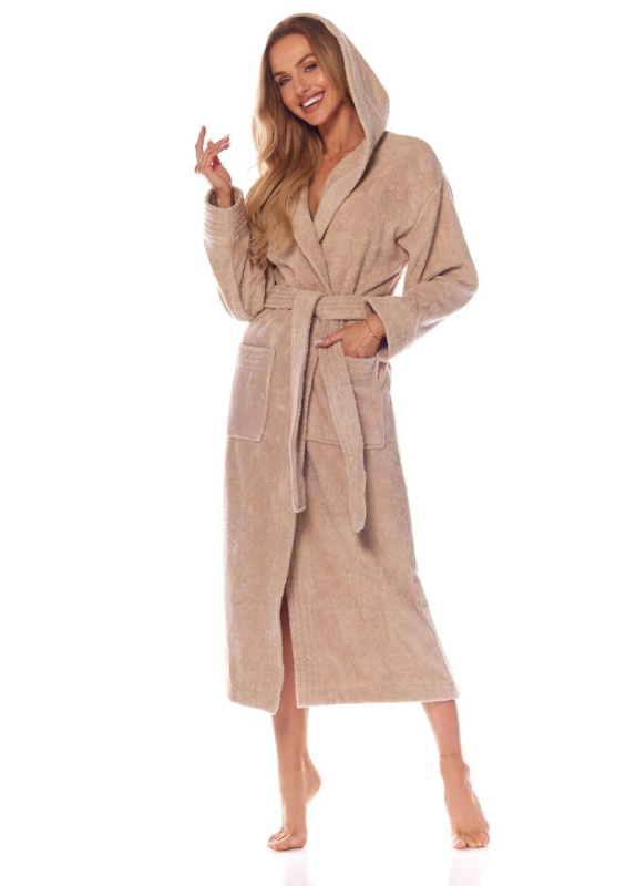 Dámský župan L&L 2102 dlouhý 4XL béžová 4XL-173/122/126