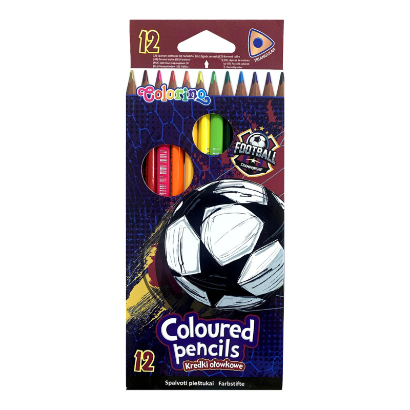 Pastelky Colorino trojhranné 12 barev - Fotbal