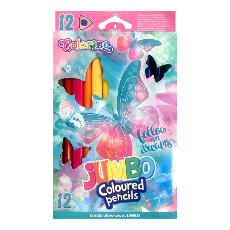 Pastelky Colorino trojhranné JUMBO 12 barev - Follow your Dreams
