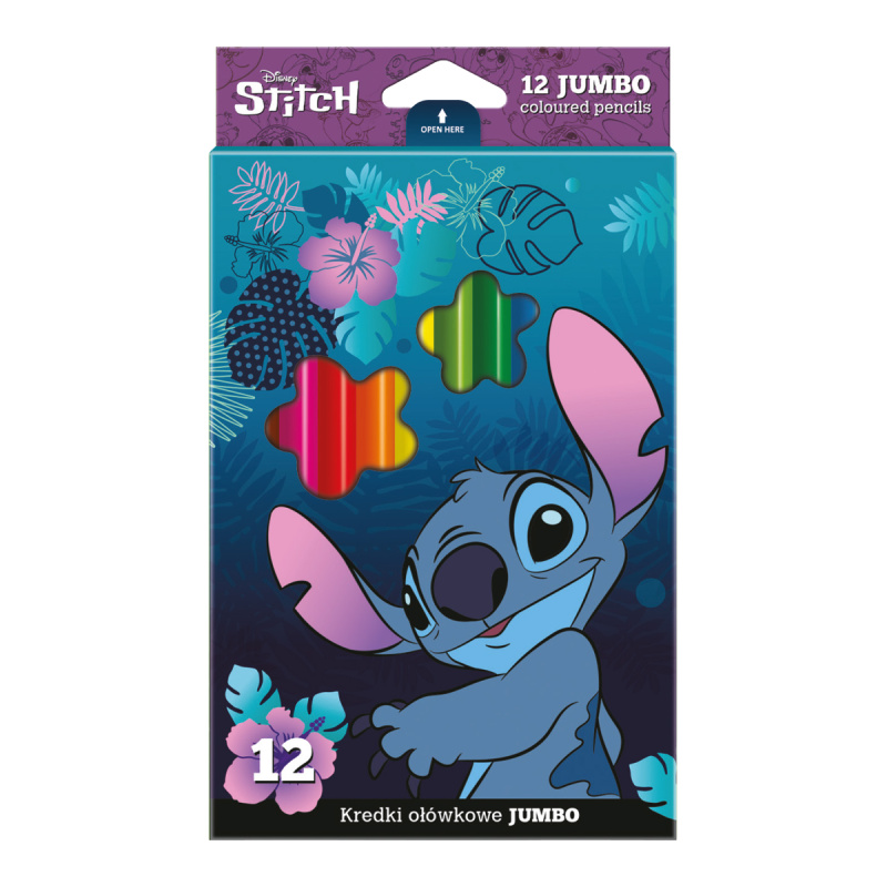 Pastelky trojhranné Colorino JUMBO - Stitch - 12 barev