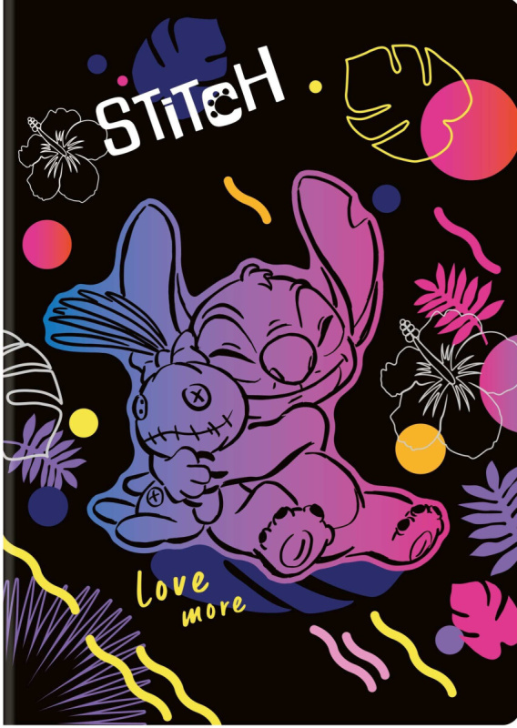 Sešit A4 60 l. čtverečkovaný Disney černý Stitch vzor 2