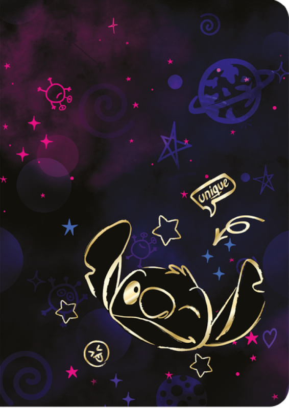 Sešit A5 32 l. čtverečkovaný Disney Gold Stitch vzor 1