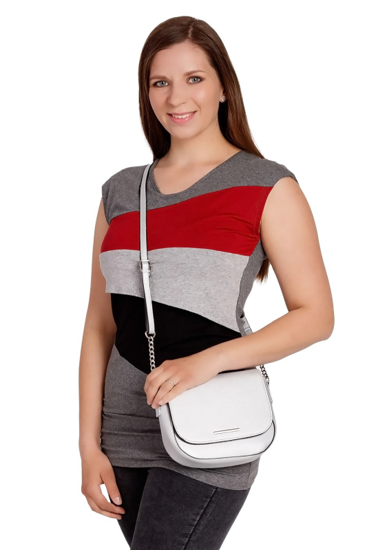 Chelsea Clark Kojicí TÍLKO přes boky, asymetrické pruhy - malina/černá Velikost: L