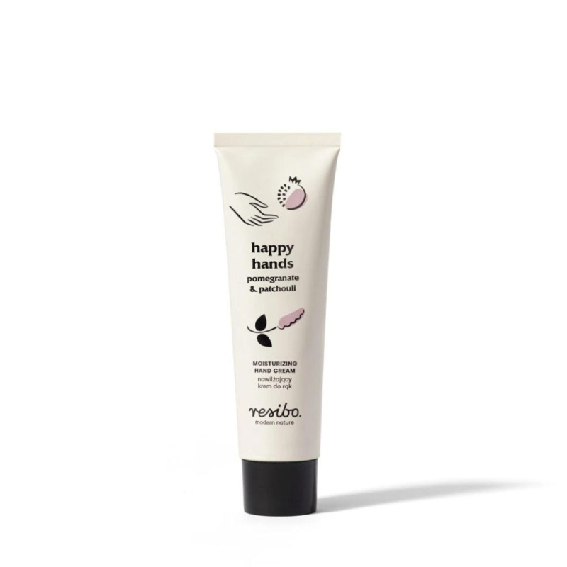 Resibo Hydratační krém na ruce granátové jablko a pačuli Happy Hands, 50 ml