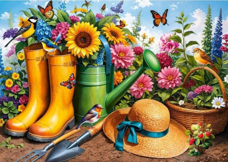 Puzzle Zlaté holínky v zahradě 1000 dílků
