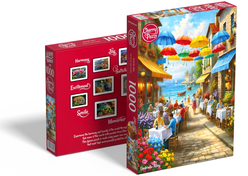 Puzzle CHERRY PAZZI Ulice s deštníky 1000 dílků