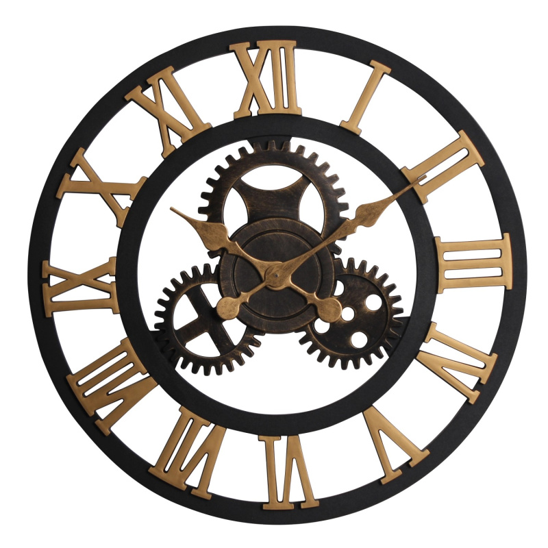 SPLENDID Nástěnné hodiny NERO2, černá/zlatá, pr. 58 x 4 cm