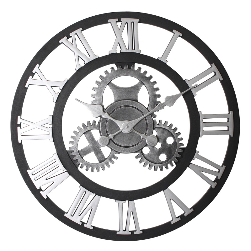 SPLENDID Nástěnné hodiny NERO2, černá/stříbrná, pr. 58 x 4 cm