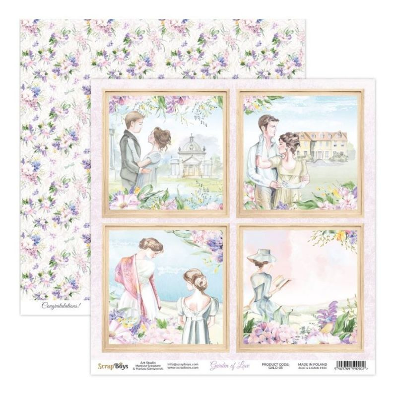Oboustranný papír na scrapbook (1ks) Garden of Love č.05