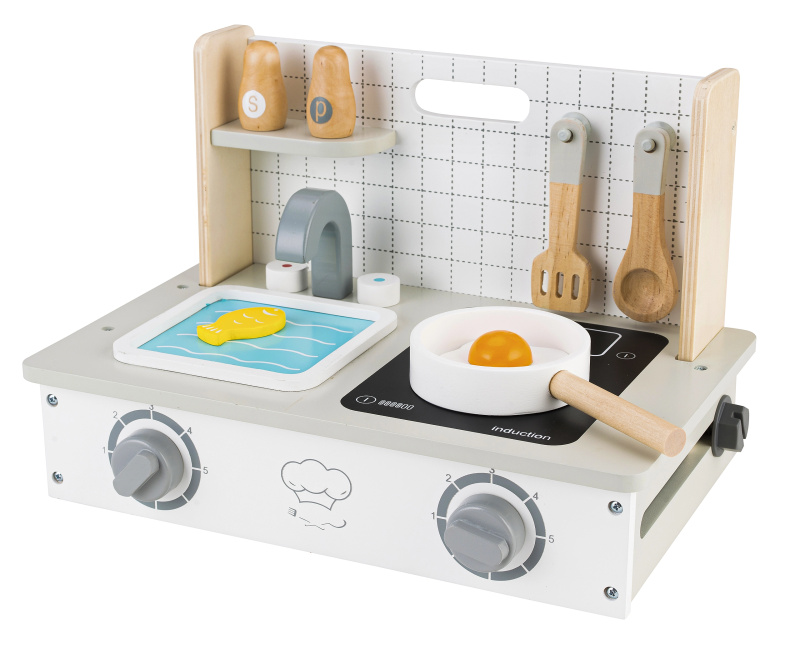 Eco Toys Dřevěná mini kuchyňka s příslušenstvím