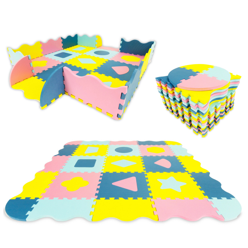 ECOTOYS Pěnové puzzle Tvary pastelové SX s okraji