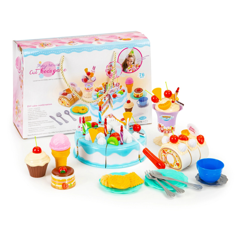 Eco Toys Narozeninový dort krájecí s doplňky 76 kusů