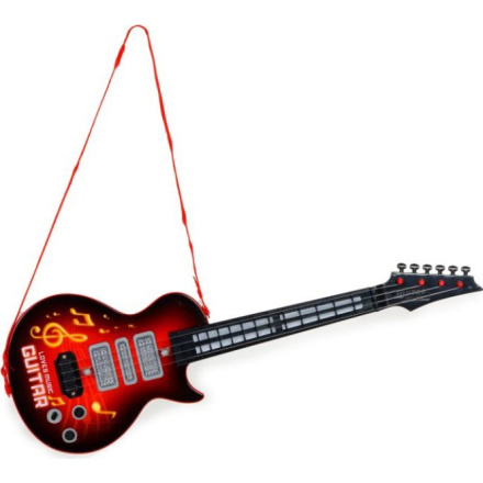 ECOTOYS Dětská rocková elektrická kytara 157590, červeno-černá