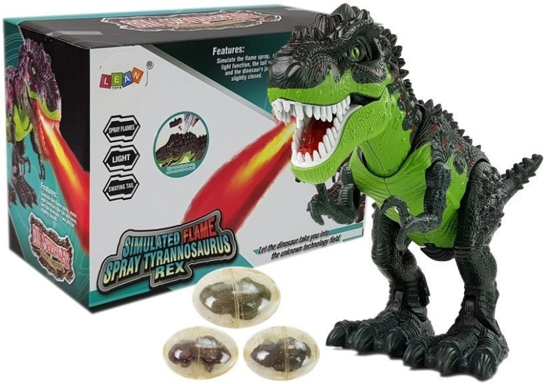 Baterie Dinosaurus kladení vajec Hořící oheň Pára Zelená
