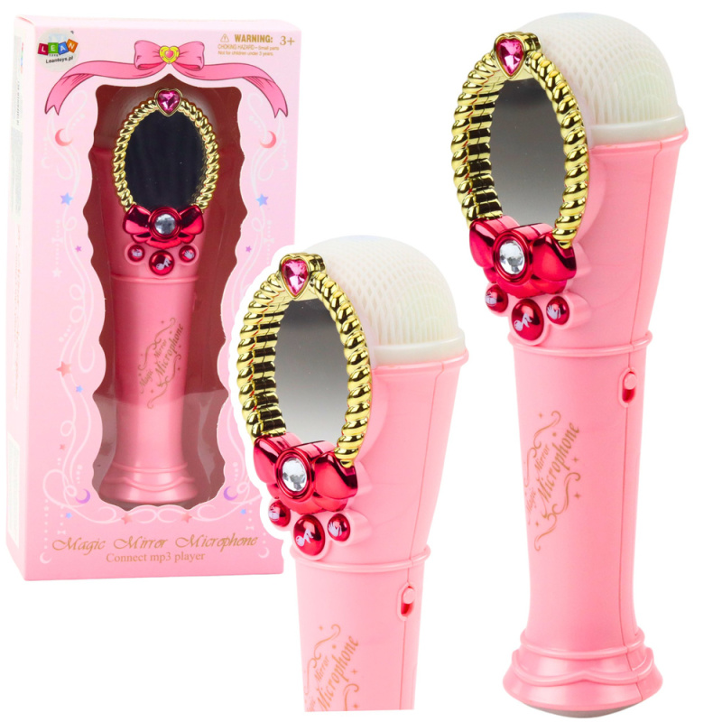 Inlea4Fun Dětský karaoke mikrofon se zrcadlem MAGIC MIRROR MICROPHONE růžový