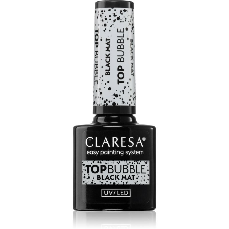 Claresa UV/LED Top Bubble gelový vrchní lak na nehty matný odstín Black Mat 5 g