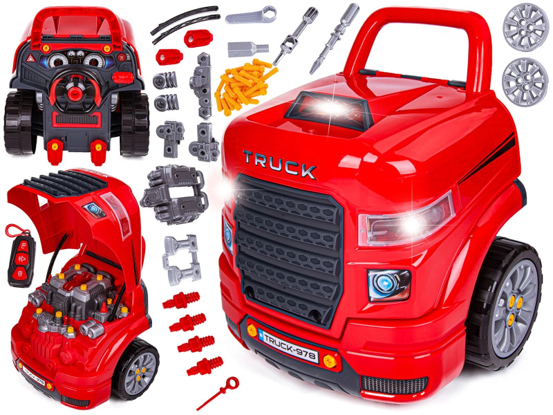 Dětská mechanická dílna – rozebíratelný truck se světly a zvuky (61 dílů)