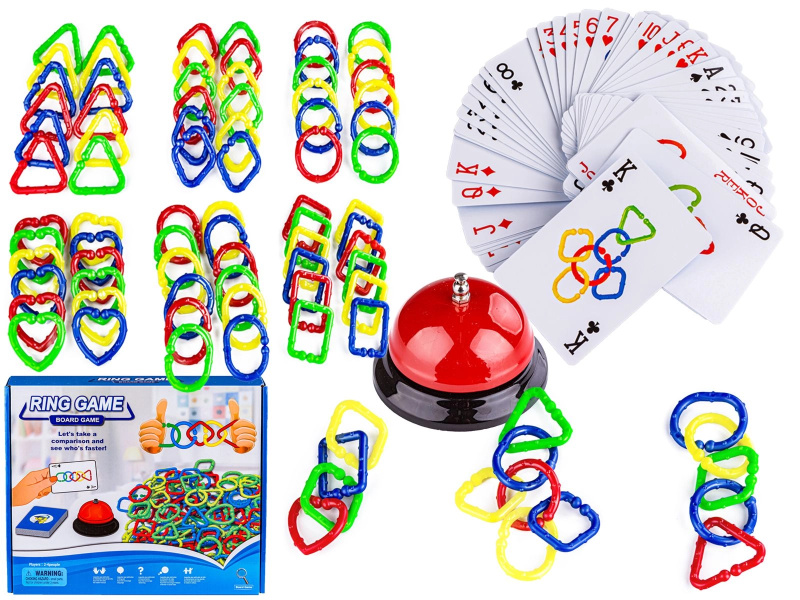 Logická hra propojování kroužků Ring Game s kartami