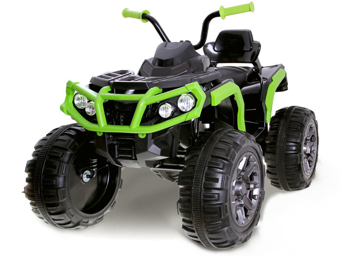 Čtyřkolka ATV 2,4GHz na baterie pro děti Černá a zelená + Dálkové ovládání + Kola EVA + Rádio MP3 + Pomalý start