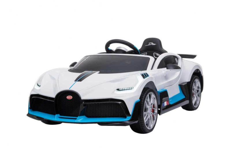 Bugatti Divo Dětské autíčko na baterie bílé + dálkové ovládání + EVA + pomalý start + LED MP3
