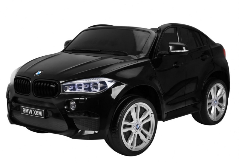 BMW X6M XXL pro 2 děti Černá + Dálkové ovládání + Eko kůže + Bezpečnostní pásy + Pomalý rozjezd + MP3 USB + LED dioda
