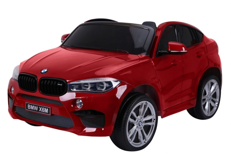 BMW X6M XXL pro 2 děti Červený lak + dálkové ovládání + eko kůže + bezpečnostní pásy + pomalý rozjezd + MP3 + LED