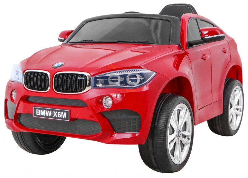 Mașinuță electrică pentru copii BMW X6M vopsită + telecomandă + EVA + pornire lentă + audio + LED – Červené