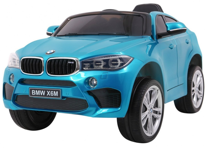 Mașinuță electrică pentru copii BMW X6M vopsită + telecomandă + EVA + pornire lentă + audio + LED – Modré