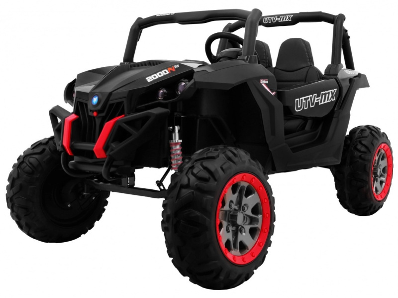 Dětský kočárek SuperStar černý + pohon 4x4 + dálkové ovládání + zavazadlový prostor + MP3 LED + zámek dveří