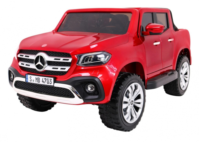 Mercedes Benz X-Class pro děti Červený lak + dálkové ovládání + 4x4 + MP4 + nosič zavazadel + EVA