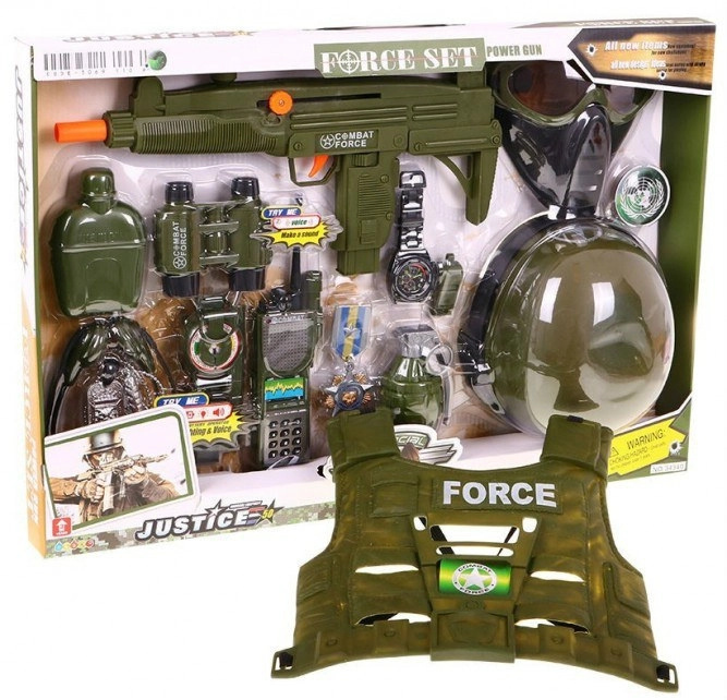 RKToys Vojenská sestava helma neprůstřelná vesta puška