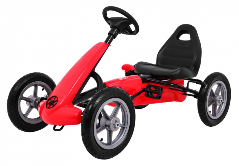 Mamido šlapací motokára Gokart s nafukovacími koly červená