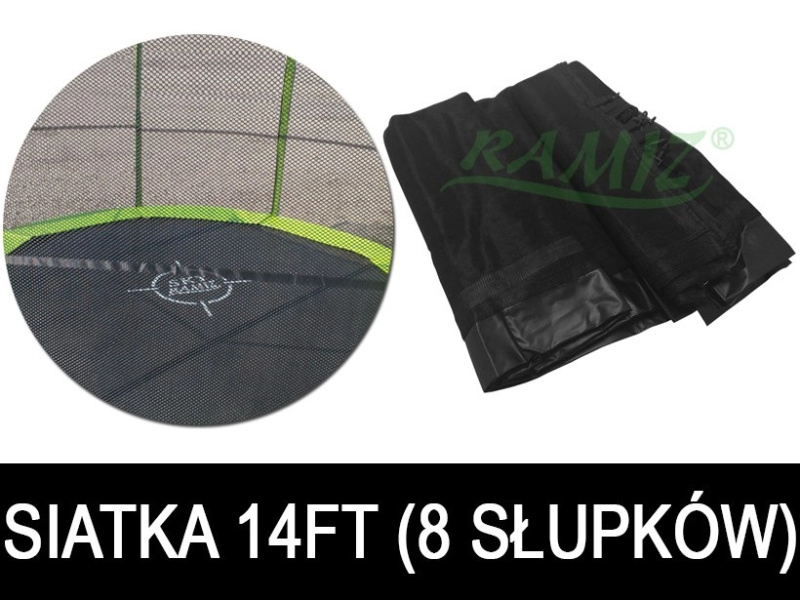 RKToys Ochranná síť na trampolínu 427cm - 14FT - 8 tyčí Černá