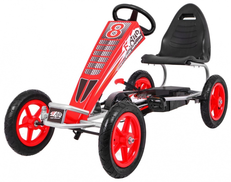 Mamido šlapací motokára Gokart s nafukovacími koly červená