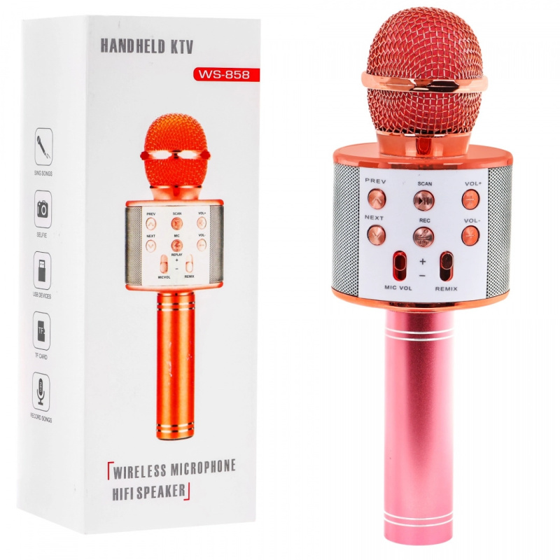 Karaoke mikrofon s reproduktorem růžovo zlatý